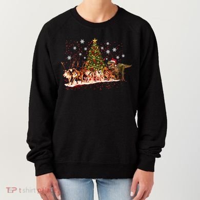 T-Rex Chasing Reindeer Funny Christmas Women's Sweatshirt