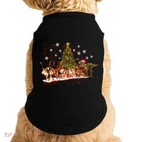 T-Rex Chasing Reindeer Funny Christmas Doggie Tank thumb 0