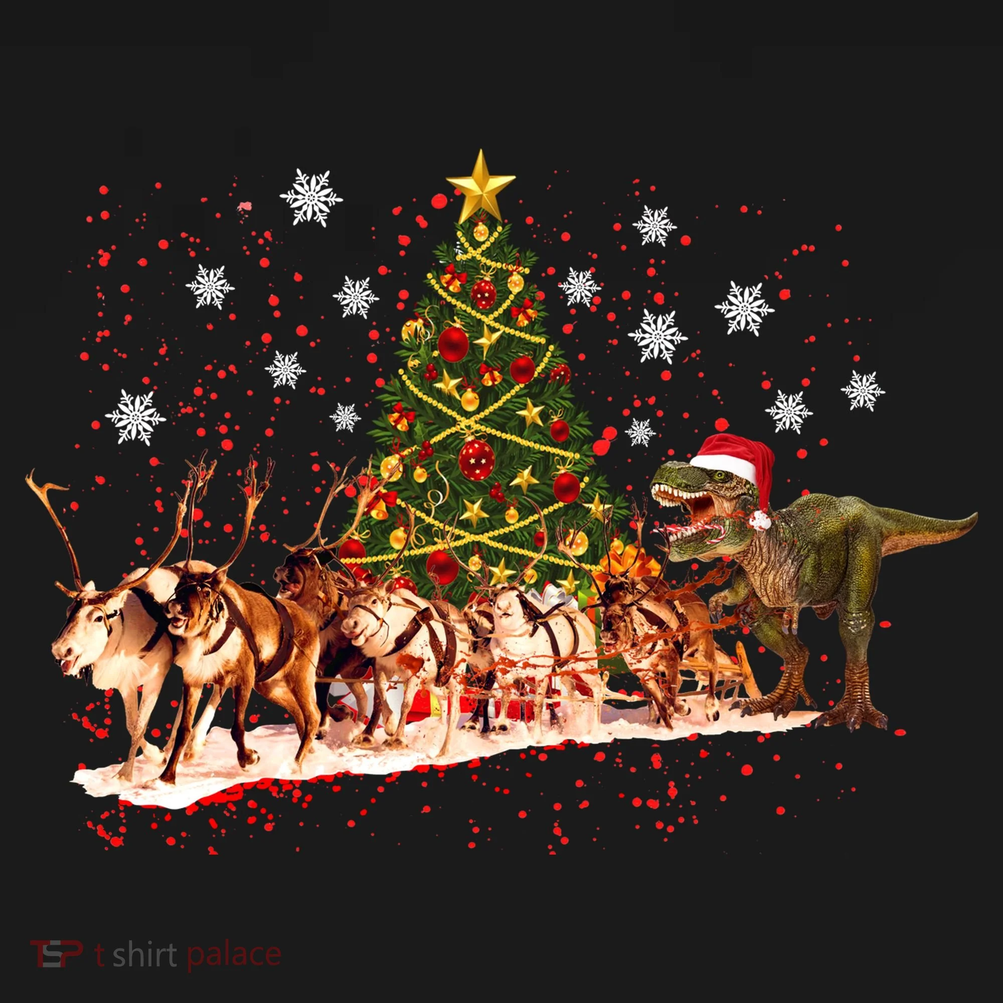 T-Rex Chasing Reindeer Funny Christmas Doggie Tank