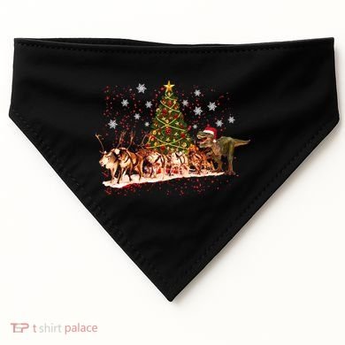T-Rex Chasing Reindeer Funny Christmas USA-Made Doggie Bandana