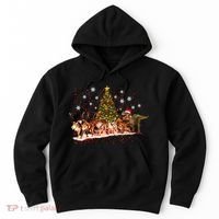 T-Rex Chasing Reindeer Funny Christmas Hoodie thumb 0