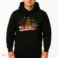 T-Rex Chasing Reindeer Funny Christmas Hoodie thumb 2