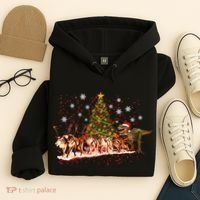 T-Rex Chasing Reindeer Funny Christmas Hoodie thumb 4