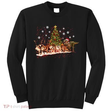 T-Rex Chasing Reindeer Funny Christmas Sweatshirt