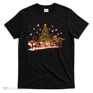 T-Rex Chasing Reindeer Funny Christmas T-Shirt