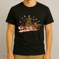 T-Rex Chasing Reindeer Funny Christmas T-Shirt thumb 3