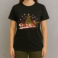 T-Rex Chasing Reindeer Funny Christmas T-Shirt thumb 4
