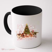 T-Rex Chasing Reindeer Funny Christmas Coffee Mug thumb 0