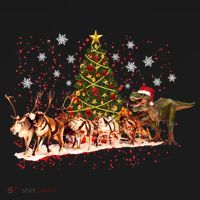 T-Rex Chasing Reindeer Funny Christmas Women's Hoodie thumb 2