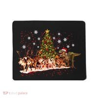 T-Rex Chasing Reindeer Funny Christmas Mousepad thumb 0