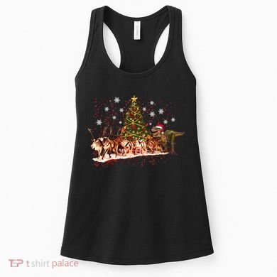 T-Rex Chasing Reindeer Funny Christmas Women's Tank Top