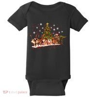 T-Rex Chasing Reindeer Funny Christmas Baby Bodysuit thumb 0