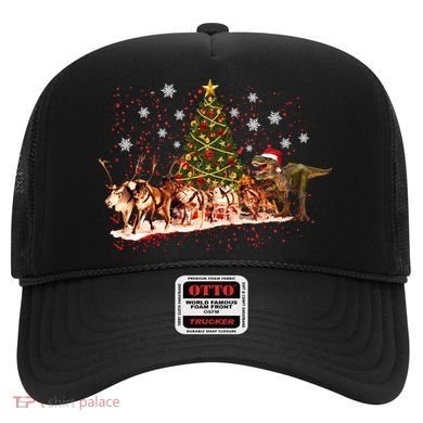 T-Rex Chasing Reindeer Funny Christmas Hat
