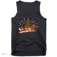 T-Rex Chasing Reindeer Funny Christmas Tank Top thumb 0