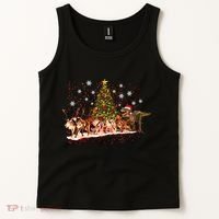 T-Rex Chasing Reindeer Funny Christmas Tank Top thumb 2