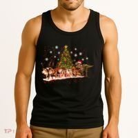 T-Rex Chasing Reindeer Funny Christmas Tank Top thumb 3