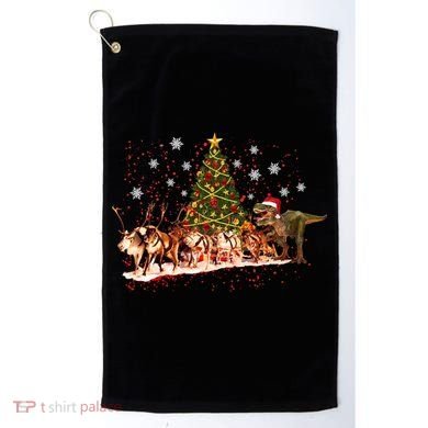 T-Rex Chasing Reindeer Funny Christmas Golf Towel
