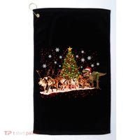T-Rex Chasing Reindeer Funny Christmas Golf Towel thumb 0