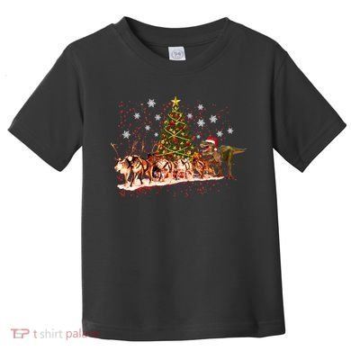 T-Rex Chasing Reindeer Funny Christmas Toddler T-Shirt