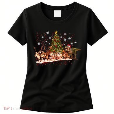T-Rex Chasing Reindeer Funny Christmas Women's T-Shirt