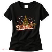 T-Rex Chasing Reindeer Funny Christmas Women's T-Shirt thumb 0