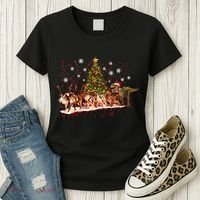 T-Rex Chasing Reindeer Funny Christmas Women's T-Shirt thumb 3