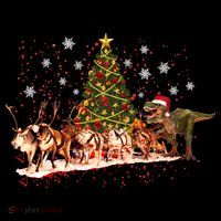 T-Rex Chasing Reindeer Funny Christmas Women's T-Shirt thumb 6