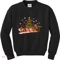 T-Rex Chasing Reindeer Funny Christmas Kids Sweatshirt thumb 0