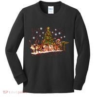 T-Rex Chasing Reindeer Funny Christmas Kids Long Sleeve Shirt thumb 0
