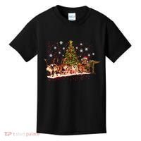 T-Rex Chasing Reindeer Funny Christmas Kids T-Shirt thumb 0
