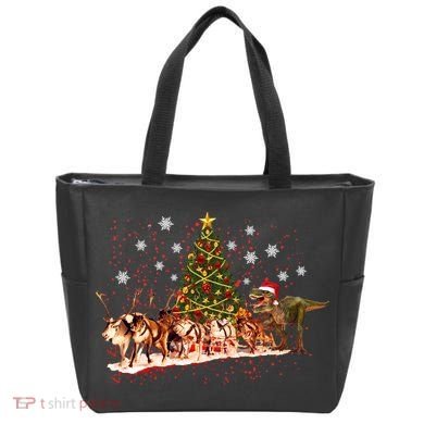 T-Rex Chasing Reindeer Funny Christmas Tote Bag