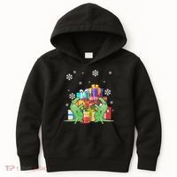 T-Rex Christmas Kids Hoodie thumb 0