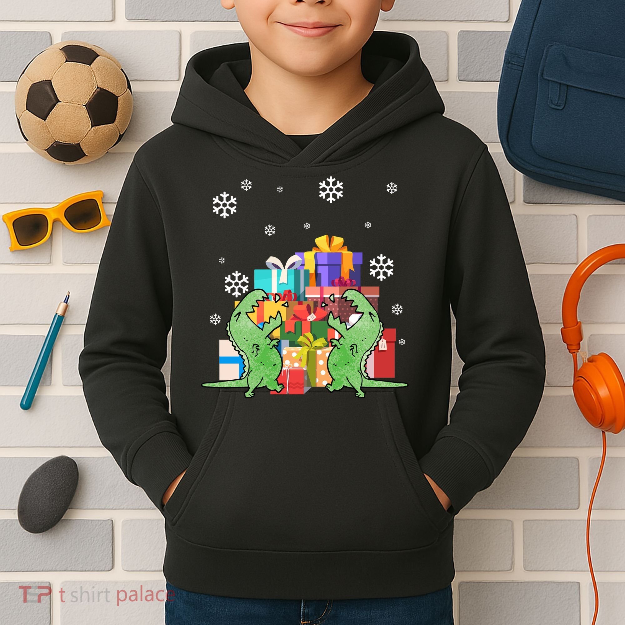 T-Rex Christmas Kids Hoodie