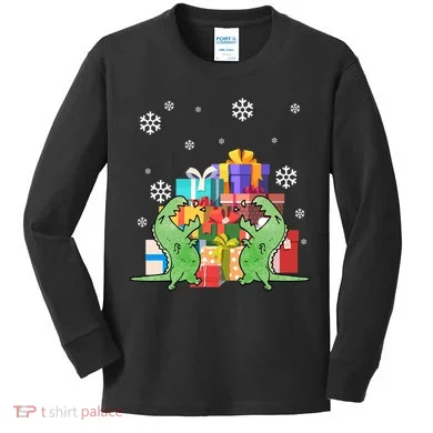T-Rex Christmas Kids Long Sleeve Shirt