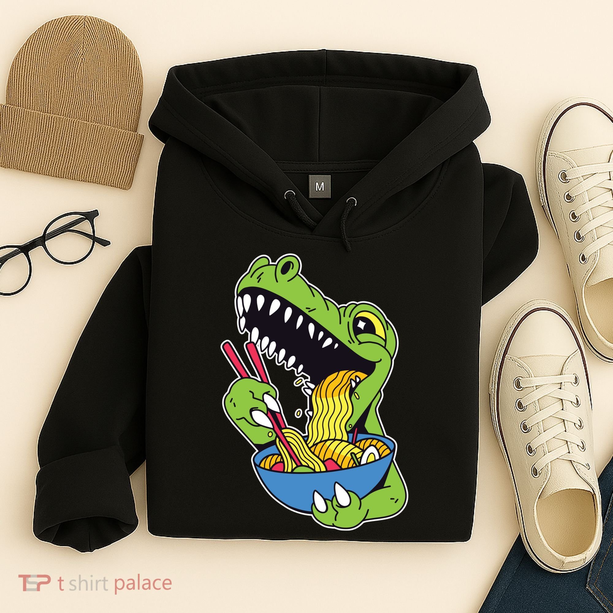 T-Rex Eating Ramen Hoodie