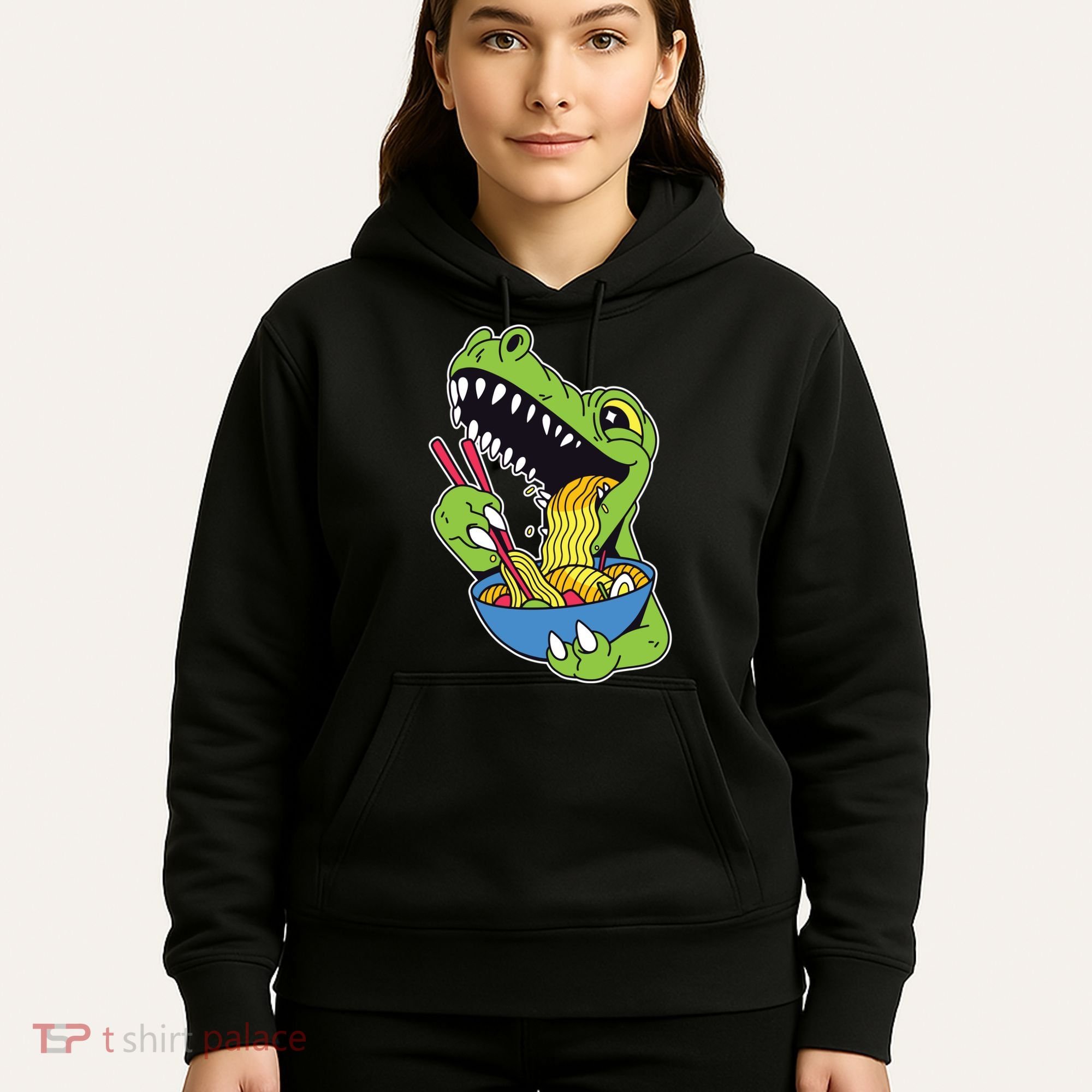 T-Rex Eating Ramen Hoodie