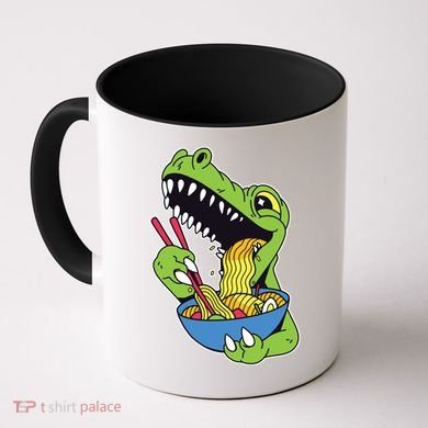 T-Rex Eating Ramen Coffee Mug