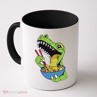 T-Rex Eating Ramen Coffee Mug thumb 0