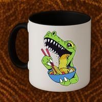 T-Rex Eating Ramen Coffee Mug thumb 2