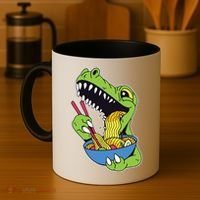 T-Rex Eating Ramen Coffee Mug thumb 4
