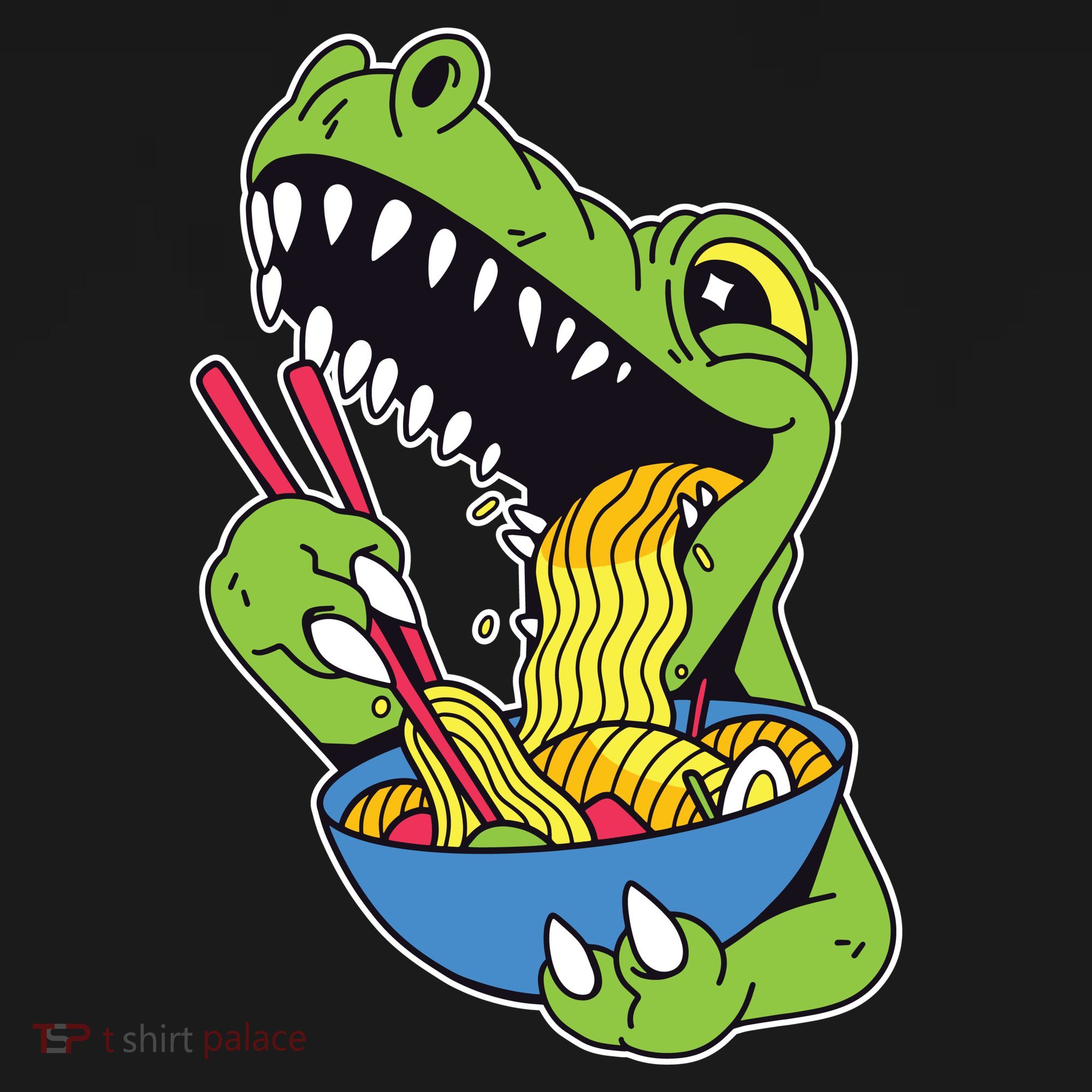 T-Rex Eating Ramen Ornament