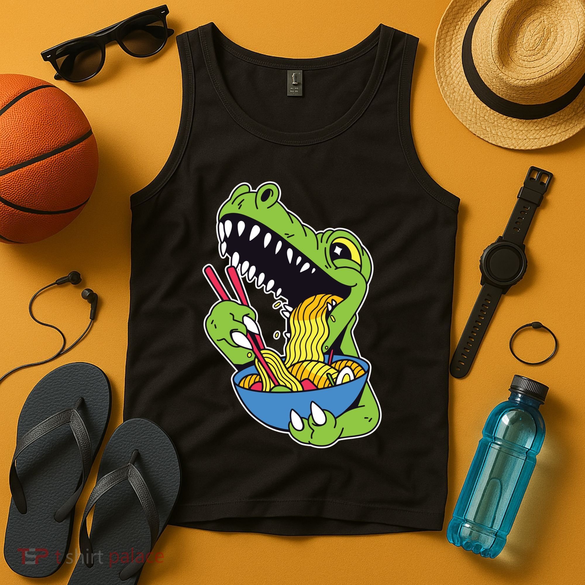 T-Rex Eating Ramen Tank Top