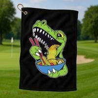 T-Rex Eating Ramen Golf Towel thumb 1