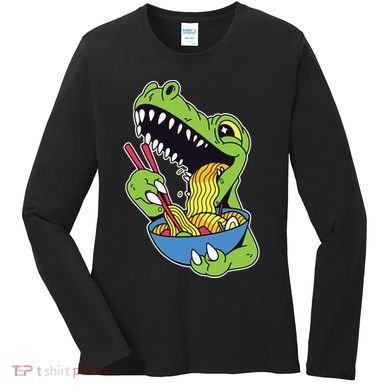 T-Rex Eating Ramen Women's Long Sleeve Shirt