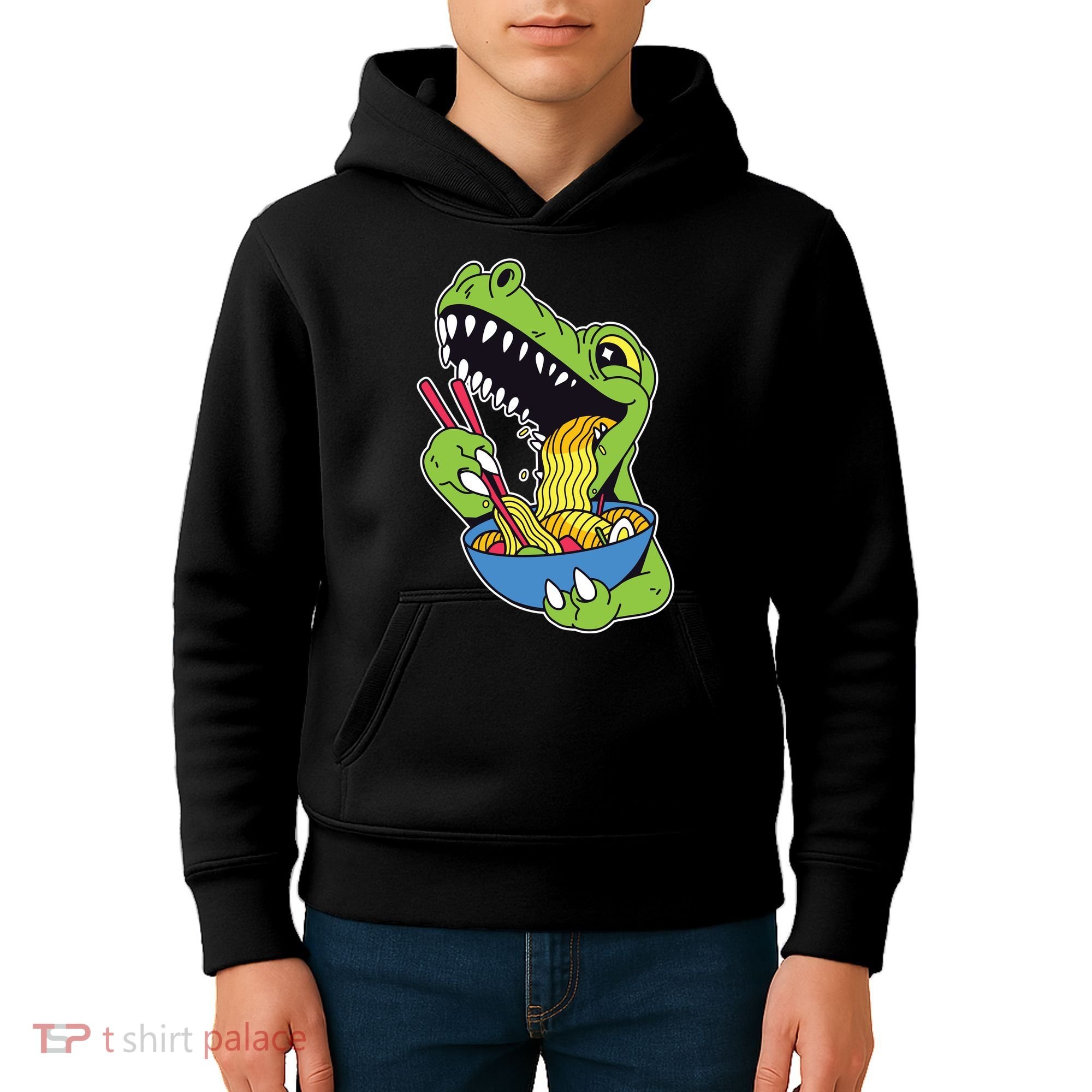 T-Rex Eating Ramen Kids Hoodie
