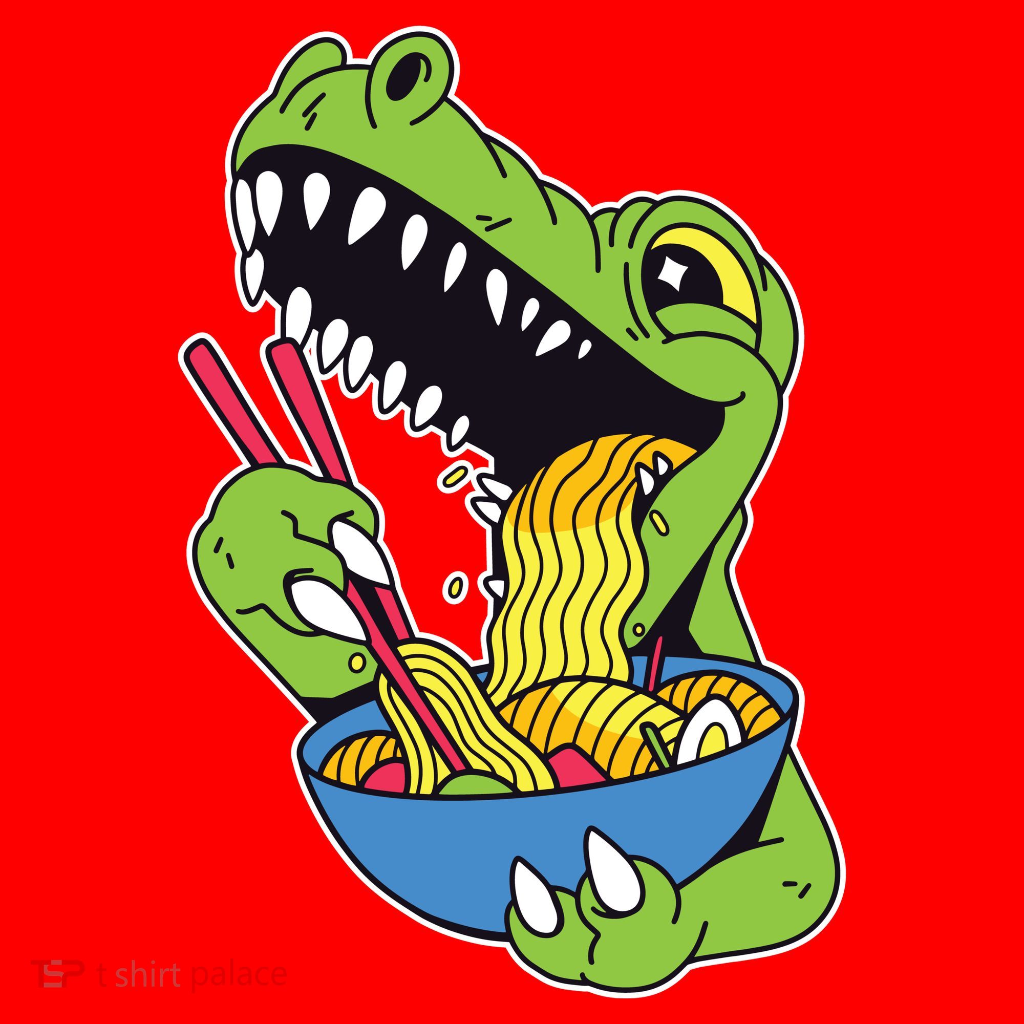 T-Rex Eating Ramen Santa Hat