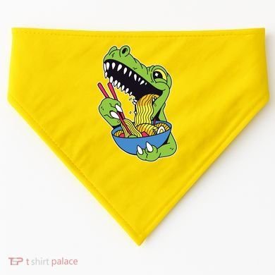 T-Rex Eating Ramen USA-Made Doggie Bandana