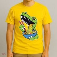 T-Rex Eating Ramen T-Shirt thumb 3