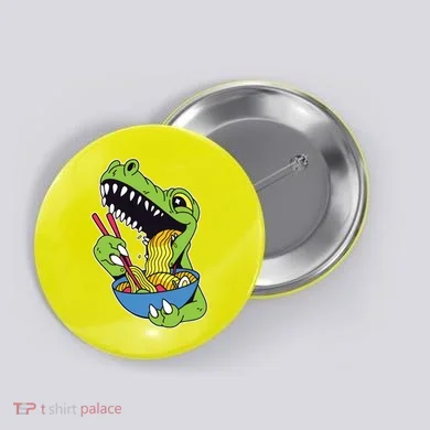 T-Rex Eating Ramen Button