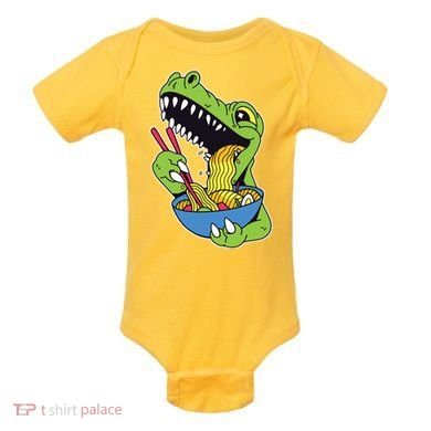 T-Rex Eating Ramen Baby Bodysuit